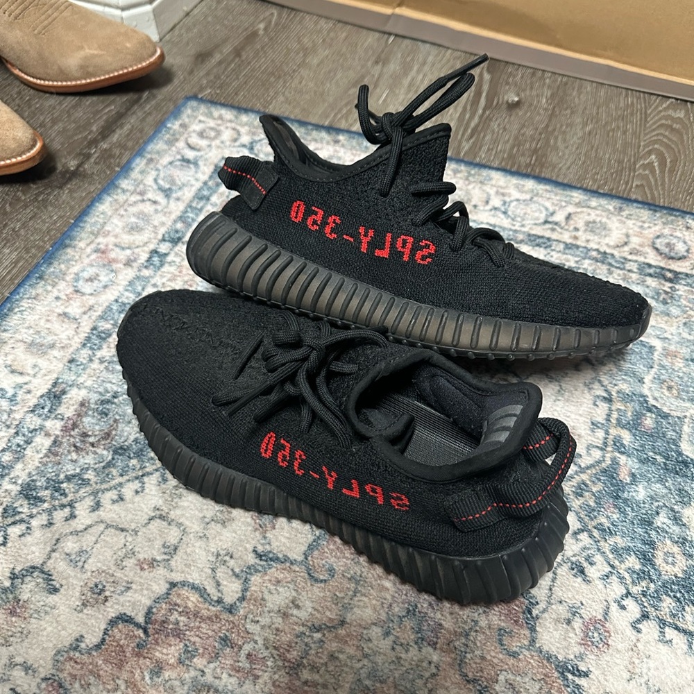 Yeezy Kids Black and Red Sneakers